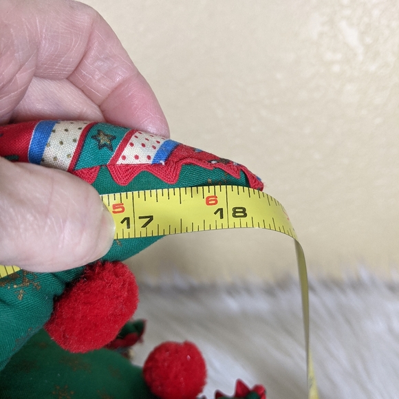 Christmas Tree Hand Sewn Plush Pom Poms Bells Rick Rack Vintage 70's 80's - Picture 5 of 5